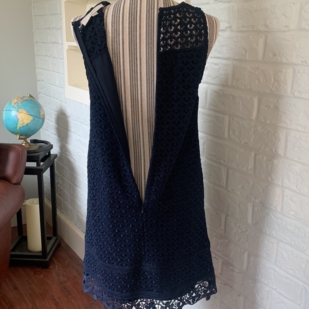 Loft Navy Blue Lace Overlay Sleeveless Dress - Picture 9 of 9